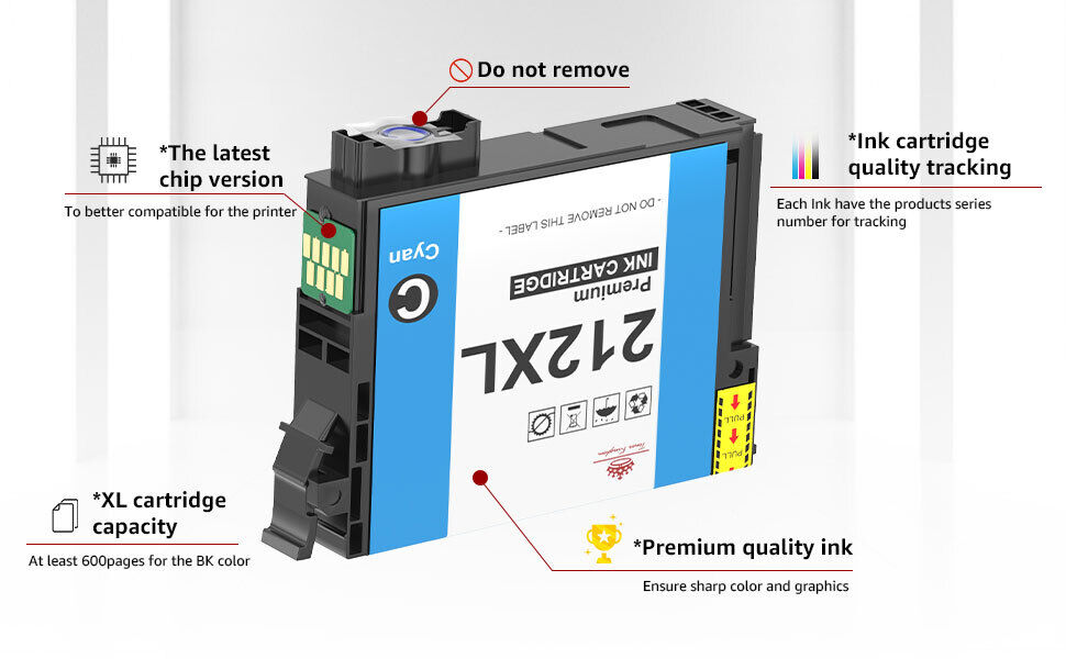 212xl Ink Cartridge for Epson ( Black Cyan Magenta Yellow, 4-Pack